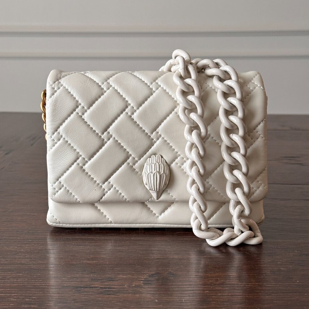 Kurt Geiger Mini Kensington Quilted Crossbody Bag - Cream & Gold London Chic